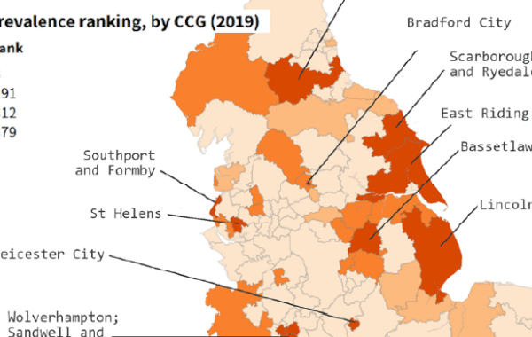 screenshot of part of map from PHE report