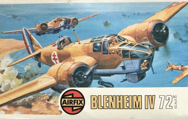 Airfix Blenheim IV model kit box showing a painting of the aircraft