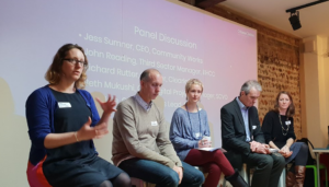 A panel discussion about digital inclusion featuring five people