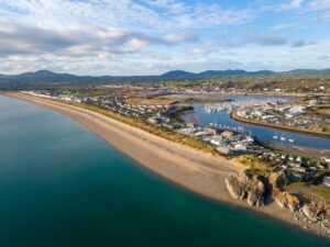 A photo of Pwllheli beach and harbour in Wales