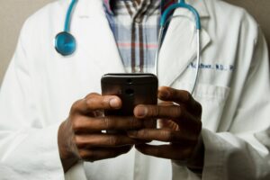 Doctor using a smartphone